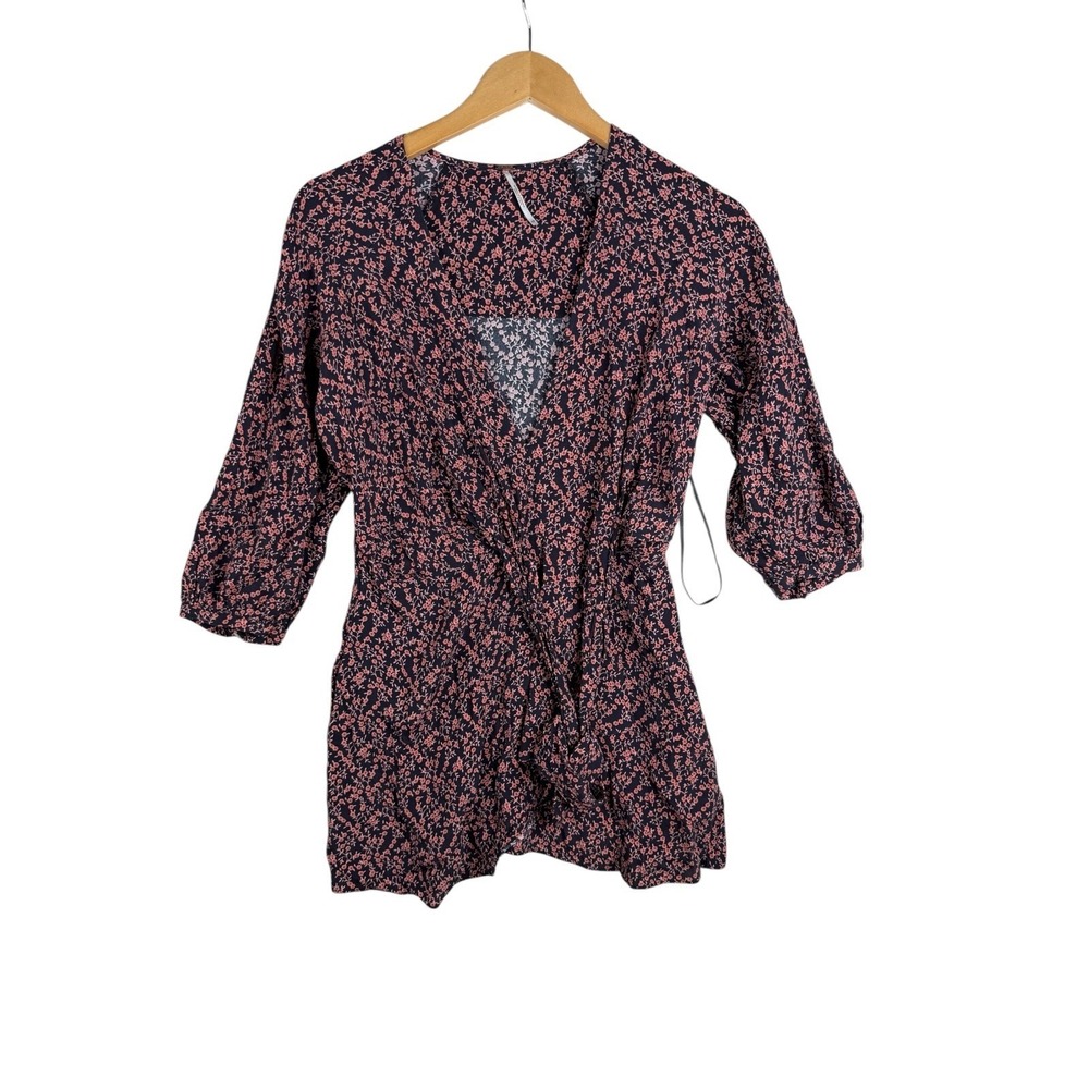 Free People Clara Ditsy‎ Floral Print Tunic Dress size XS Black/Pink